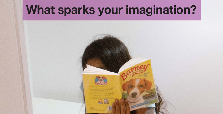 What sparks your imagination - poster of girl reading for Culture2020 consultation