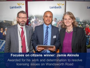 Focuses on citizens winner: Jamie Akinola Awarded for his work and determination to resolve licensing issues on Wandsworth Road 