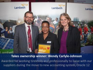 Takes ownership winner: Wendy Carlyle-Johnson Awarded for working tirelessly and professionally to liaise with our suppliers during the move to new accounting system, Oracle 12 