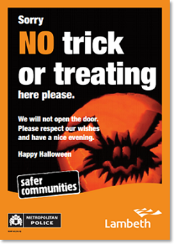 No trick or treating poster