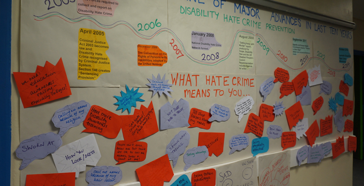 The grafitti wall at the disability hate crime event