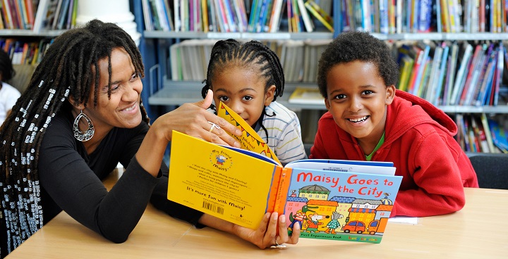 Children reading book