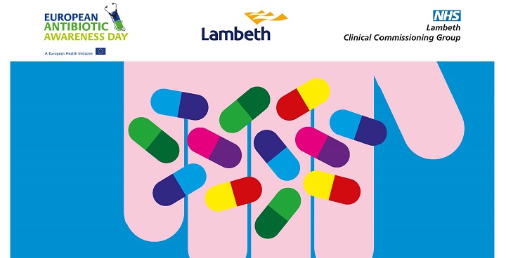 Graphic of an outstretched hand holding a number of colourful pills