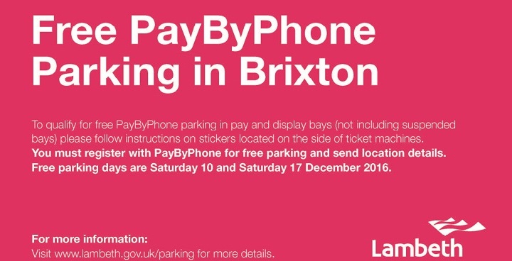 Free PayByPhone parking in Brixton