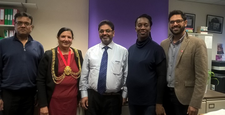 Mayor of Lambeth Cllr Saleha Jaffer, Cllr Mo Seedat, Florence Esalomi and delegates