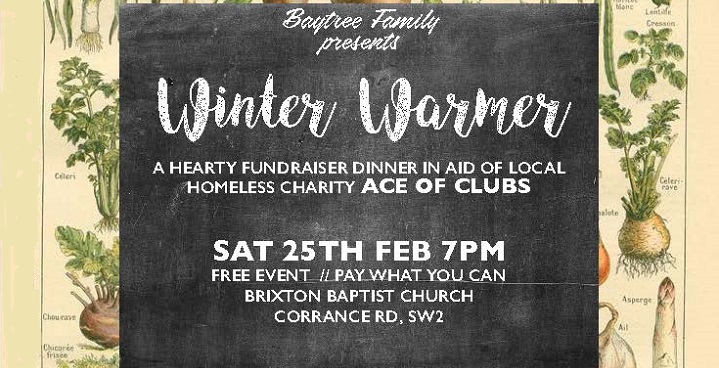 Winter warmer fundraising meal poster