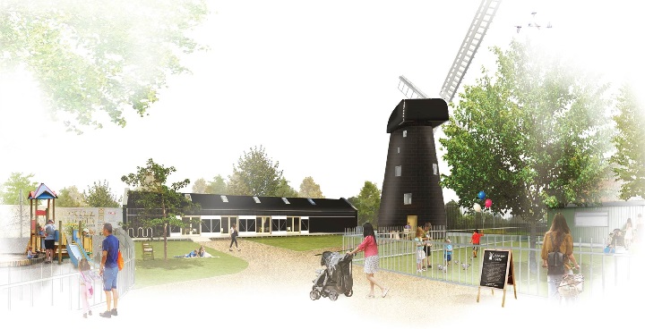 Artists impression of the new education centre at Brixton Windmill