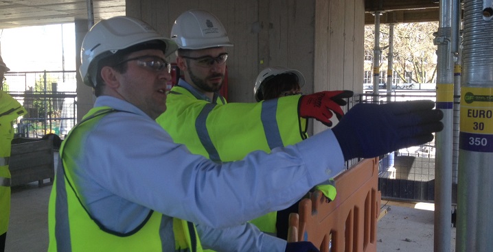 Cllr Bennett during a tour of the Lollard St development site