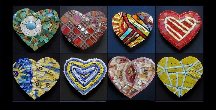 Mosaics with heart shape