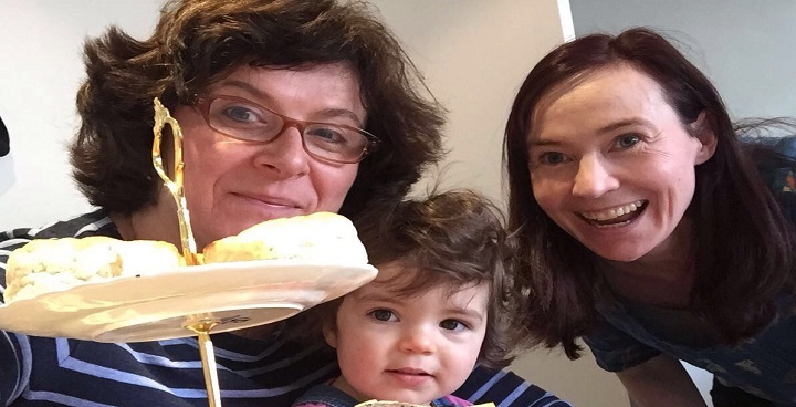 Angela (R) and Izzy (centre) host fundraising tea party for Home Start