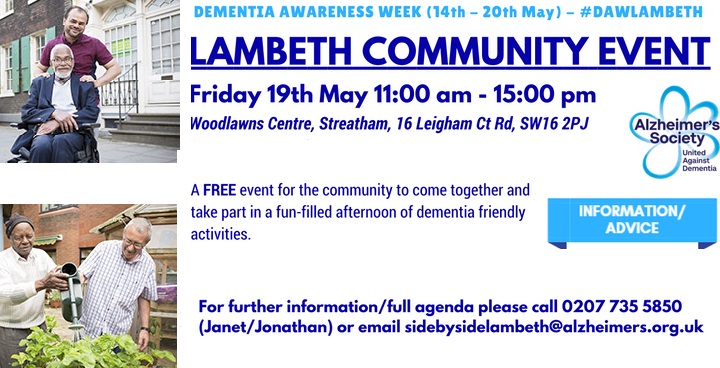 Community event for dementia awareness week in Streatham