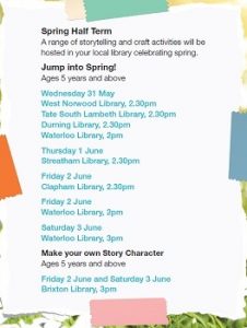 Programme of half term activities in our local libraries