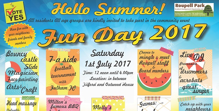 Fun Day for all age groups at the Roupell Park Estate on 1 July