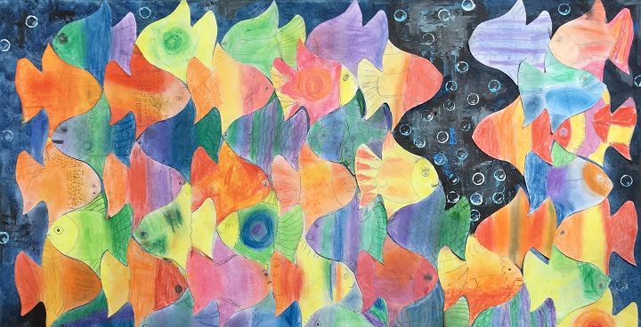 Artistic collage created by Wyvil Primary school pupil for their fundraising auction