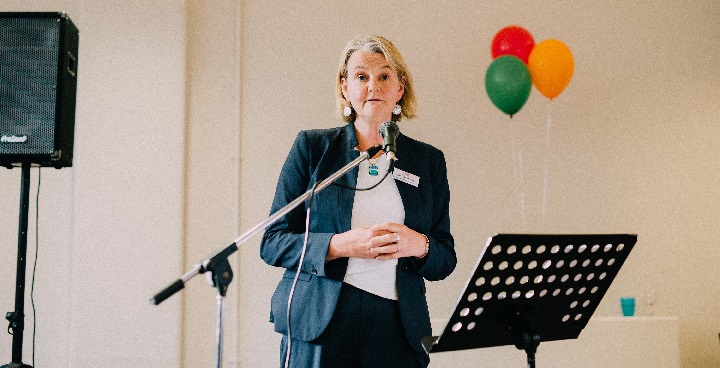 Cllr Lib Peck, Leader of the Council, speaking at Upper Norwood Library