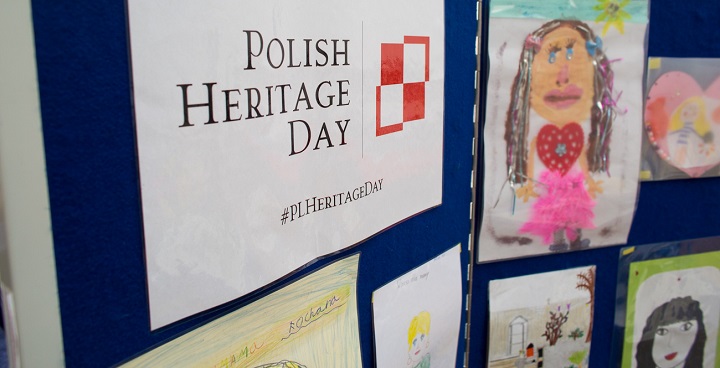 children's artwork on display at Streatham Library for Polish heritage day 2017