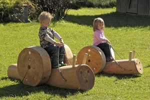 Large wooden snails, example of play equipment to be installed at Streatham common