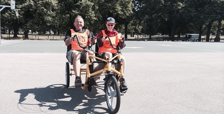 'side by side' bike designed for use on silver cyclist scheme