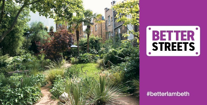 Image of Bonnington Square, which is a secluded and quirky part of Lambeth full of exotic flowers and palm trees.