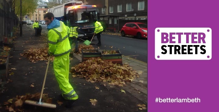 Clearing the autumn leaves