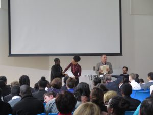 Doctor Who star Pearl Mackie handing out certificates to pupils at the opening of the newly-rebuilt Lansdowne School