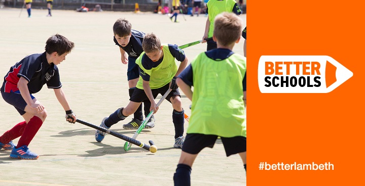 A hockey match at the London Youth Games