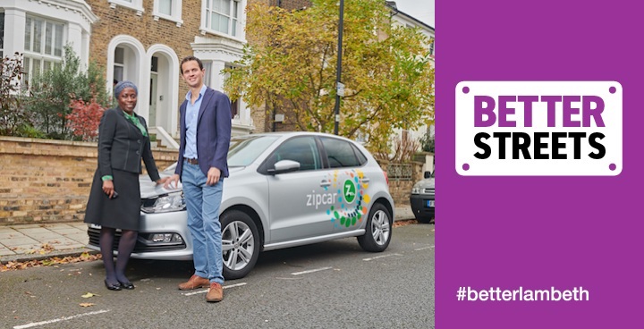 Cllr Brathwaite and Jonathan Hampson, General Manager, Zipcar UK with one of the new Zipcar Flex cars