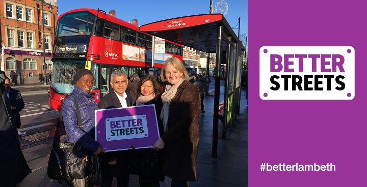 Mayor of London Sadiq Khan and Deputy Mayor for Environment Shirley Rodrigues, with Cllr Lib Peck and Cllr Jennifer Brathwaite