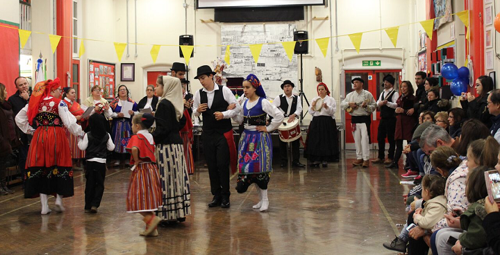 dancers in Portuguese national costume dancing on St Martin's Day 2017