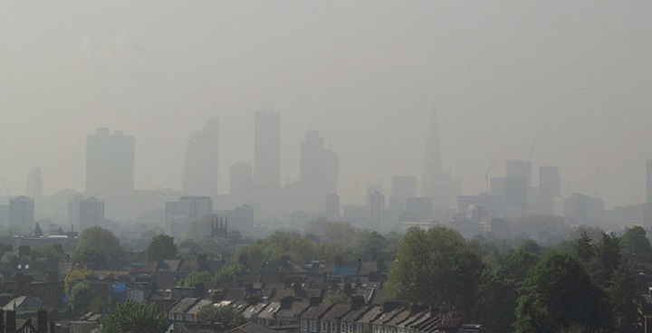 London city covered in smog