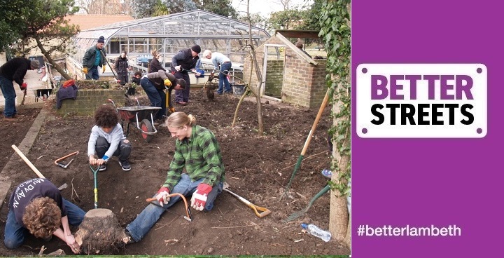 Community volunteers maintain planting beds at Myatt's Field Greenhouses