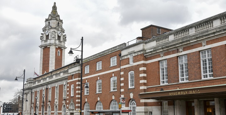 General view of the Town Hall in Brixton, Lambeth.