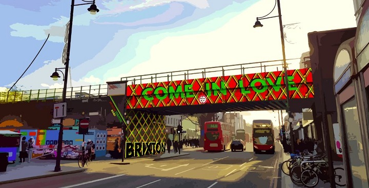 Work begins to install new artwork for Brixton Road rail-bridge
