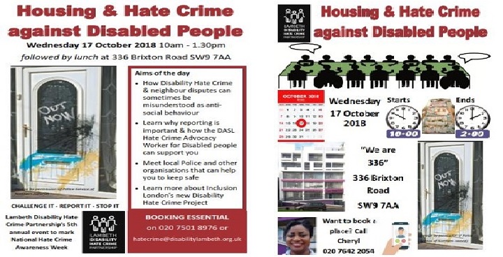 Hate Crime Against Disabled People - Challenge it, report it, stop it event 17 Oct 2018 We are 336
