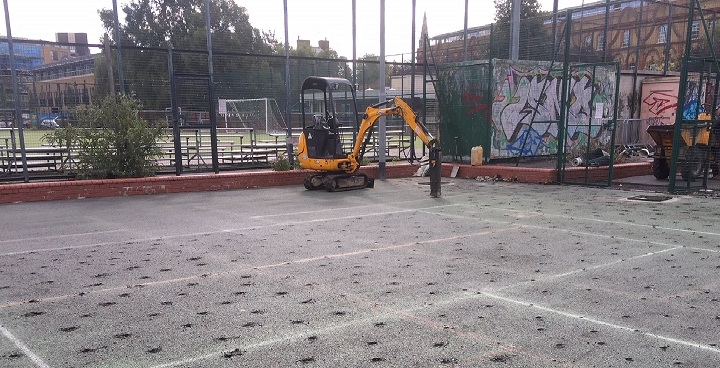 Kennington is one of 6 Lambeth parks where tennic courts and multi-use games areas are being made safer with anti-slip and water-replling surfaces in Autumn 2018