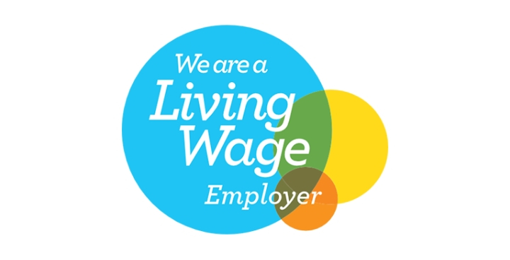 Logo with text that reads 'We are a living wage employer'