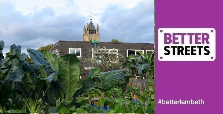 Banana-leaf type plants in Joint winner of 20187 Blooming Lambeth Awards for best garden on a housing estate - Blenheim Gardens