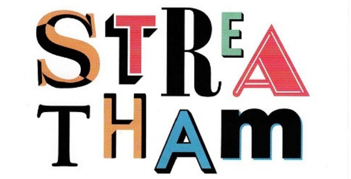 'Streatham' spelled out in a mix of letters of different sizes and colours