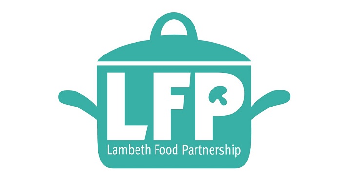 Lambeth Food Partnership logo - green cooking pot with LFP printed on side in white capital letters