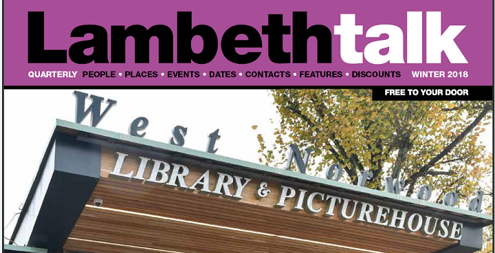 Lambeth talk Winter edition with West Norwood Library on the cover.