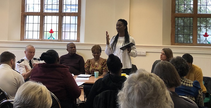 AM Flo Eshalomi addresses the room in Carnegie Library