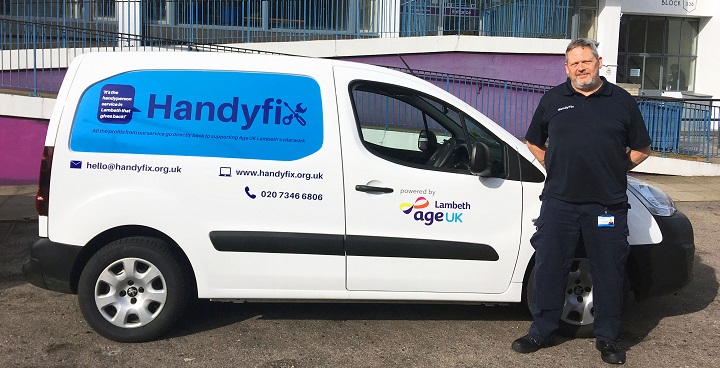 2019 Age UK handyperson Kevin Dench and our HandyFix van)