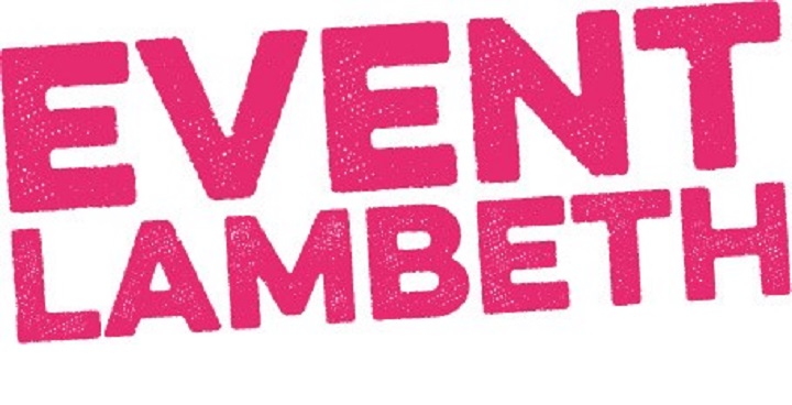 Bold pink event Lambeth logo on white background