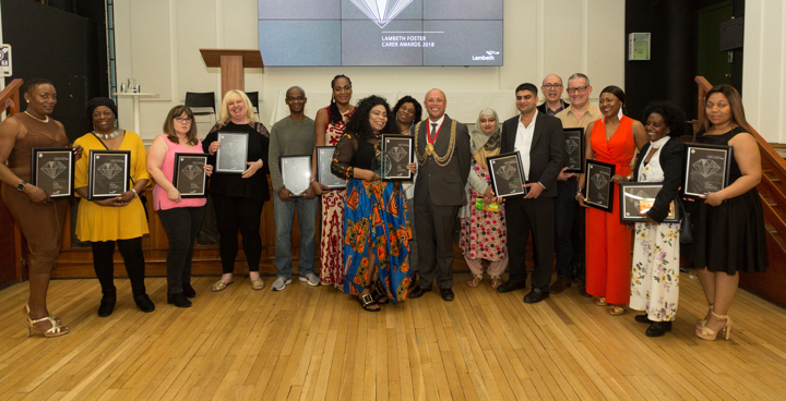 Foster carers receive awards with the Mayor of Lambeth