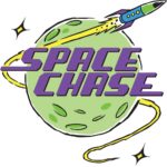 illustrated green planet and blue rocket - space chase - 2019 summer hoildays library books reading challenge 2019