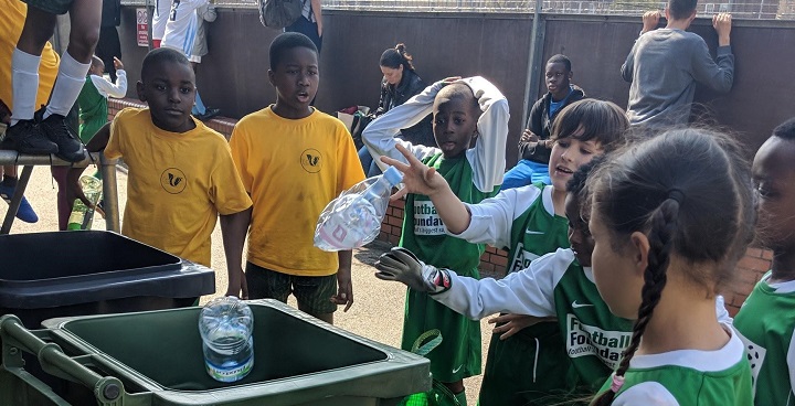 Kids from 12 schools competed to be fastest recyclers as well as the best goal-scorers at a football tournament organised by Veolia