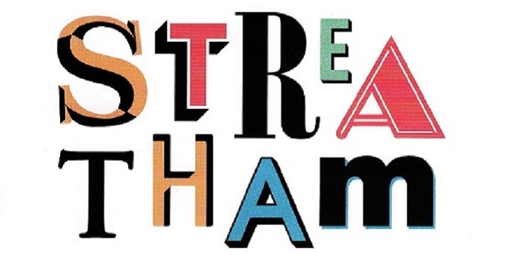 Streatham spelled out in different colours/fonts for each letter