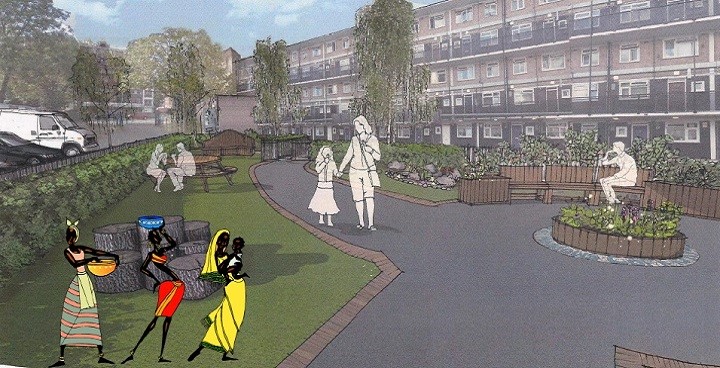 artists impression of Hyperion gardens pocket park by Oct. 2019