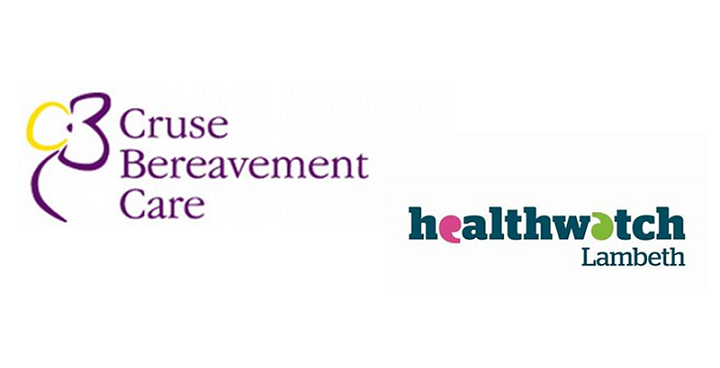 Cruse Bereavement Service and Healthwatch lambeth logos