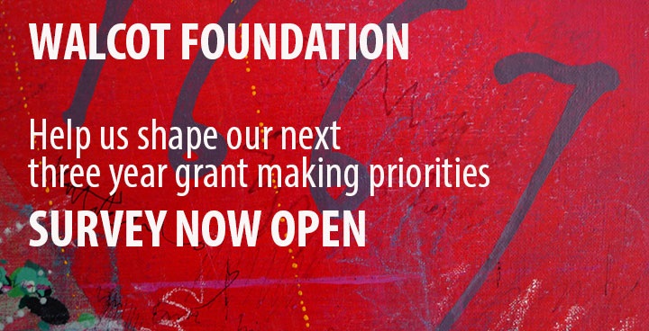 Walcot foundation grant making priorities survey logo white text on red with blue 1667 (year te foundation was founded) in pen strokes in background